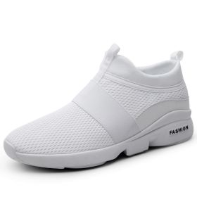 2022 Men Breathable Comfortable Rubber Walk Jogging Non-Slip Sports Shoes Male Running Slip-on Sneakers Outdoor Fitness Trainers (Color: White, size: 37)